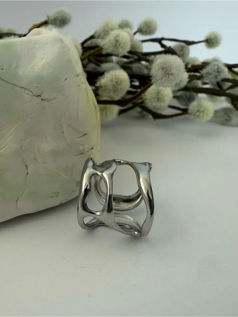 Sterling Silver Open Wave Midi Ring - Silver